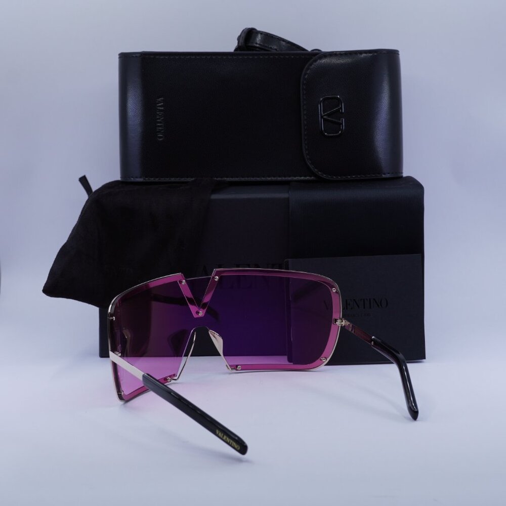 Valentino V-ROMASK VLS-120C Shield Sunglasses - White Gold/Pink Lens AR - Picture 8 of 8